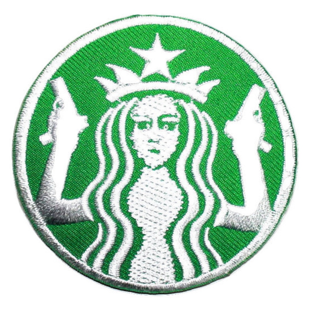 Funny Patch, Iron On, Coffee, Gangster/Gun DIY - Picture 1 of 8